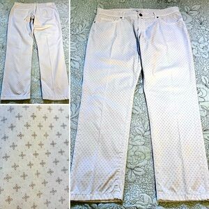 MICHELE NEGRI Italy Men’s Trousers White Printed  Luxury Euro Sz 52 US 38x31